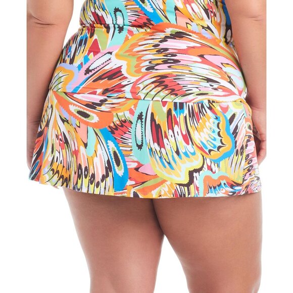 NWT Bleu By Rod Beattie Break The Mold Skirted Bikini Swim Top Multi Blue 18W - Picture 2 of 6